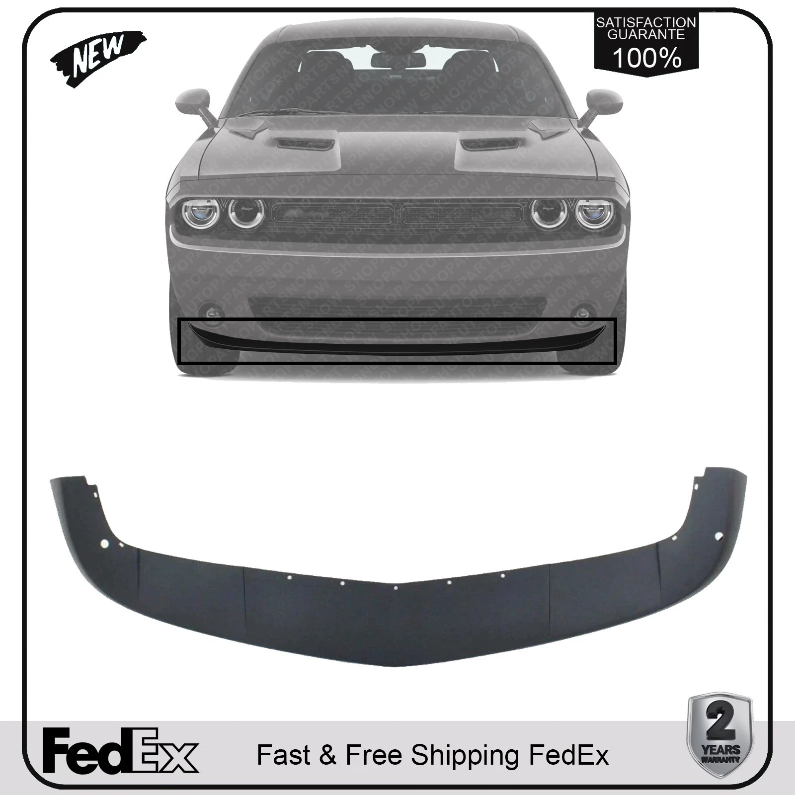 Front Bumper Lower Valance Air Deflector Extension For 2015-23 Dodge Challenger