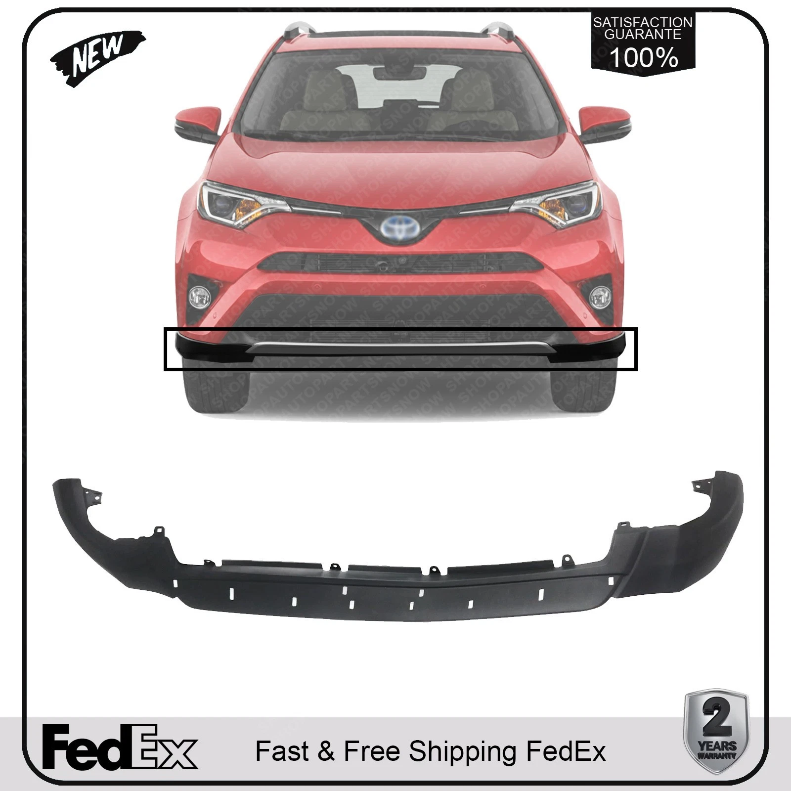 NEW Front Bumper Lower Valance Textured For 2016-2018 Toyota RAV4