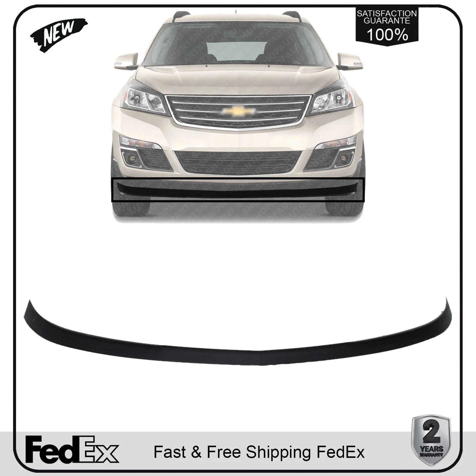 NEW Front Lower Valance Air Deflector Textured For 2013-2017 Chevrolet Traverse