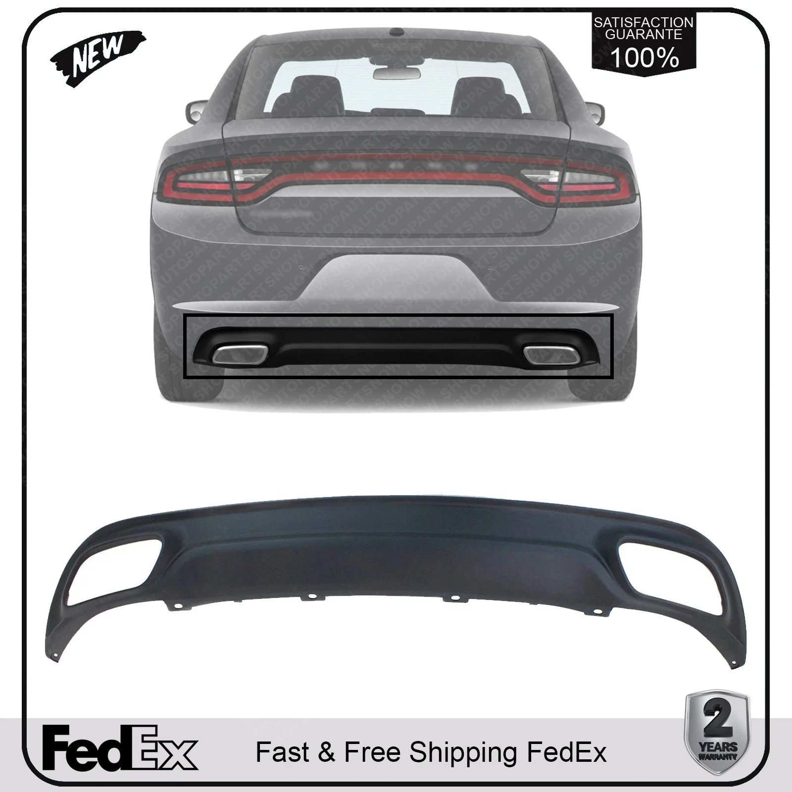NEW Rear Lower Valance Textured For 2015-2023 Dodge Charger