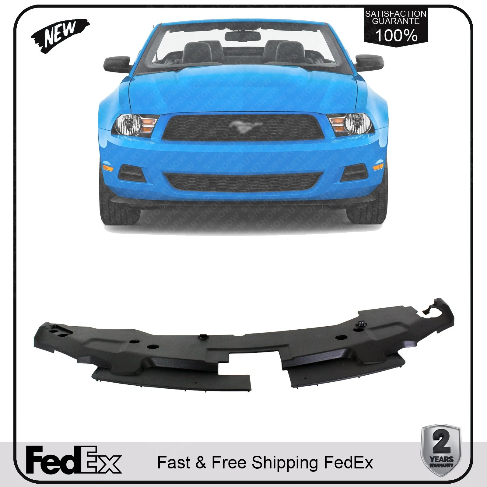NEW Front Radiator Support Cover Shield Plastic For 2010-2012 Ford Mustang