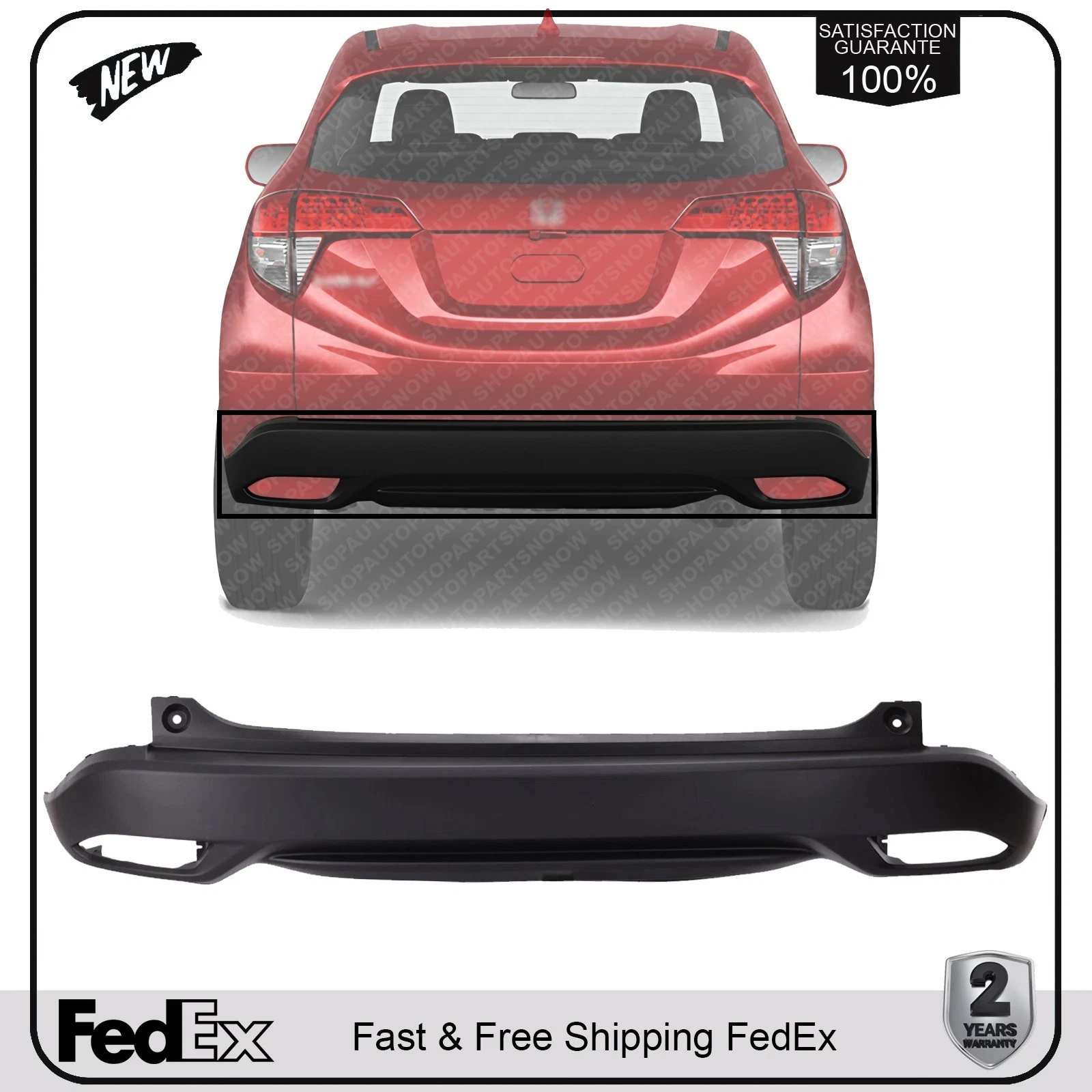 NEW Rear Bumper Cover Textured For 2019-2022 Honda HR-V HO1100318