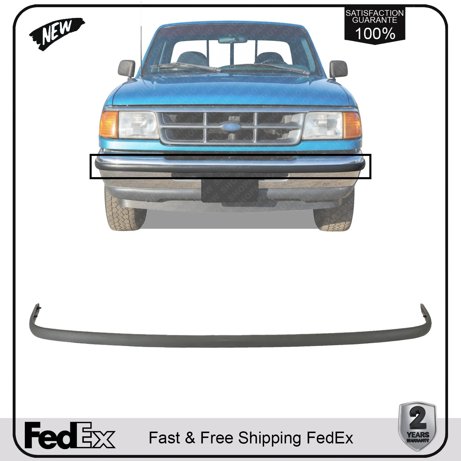 NEW Front Bumper Molding Impact Strip For 1993-1997 Ford Ranger FO1057182