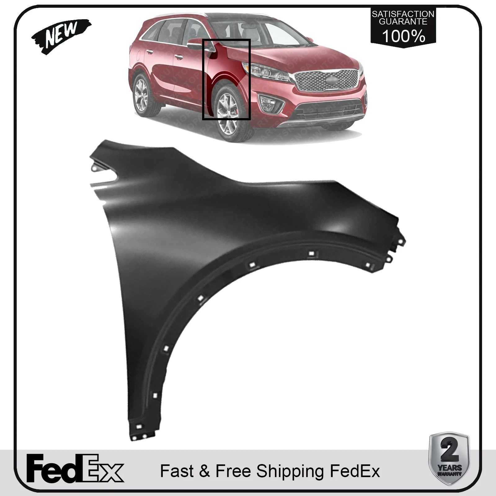 NEW Front Fender Assembly Right Passenger Side Primed For 2016-2020 Kia Sorento