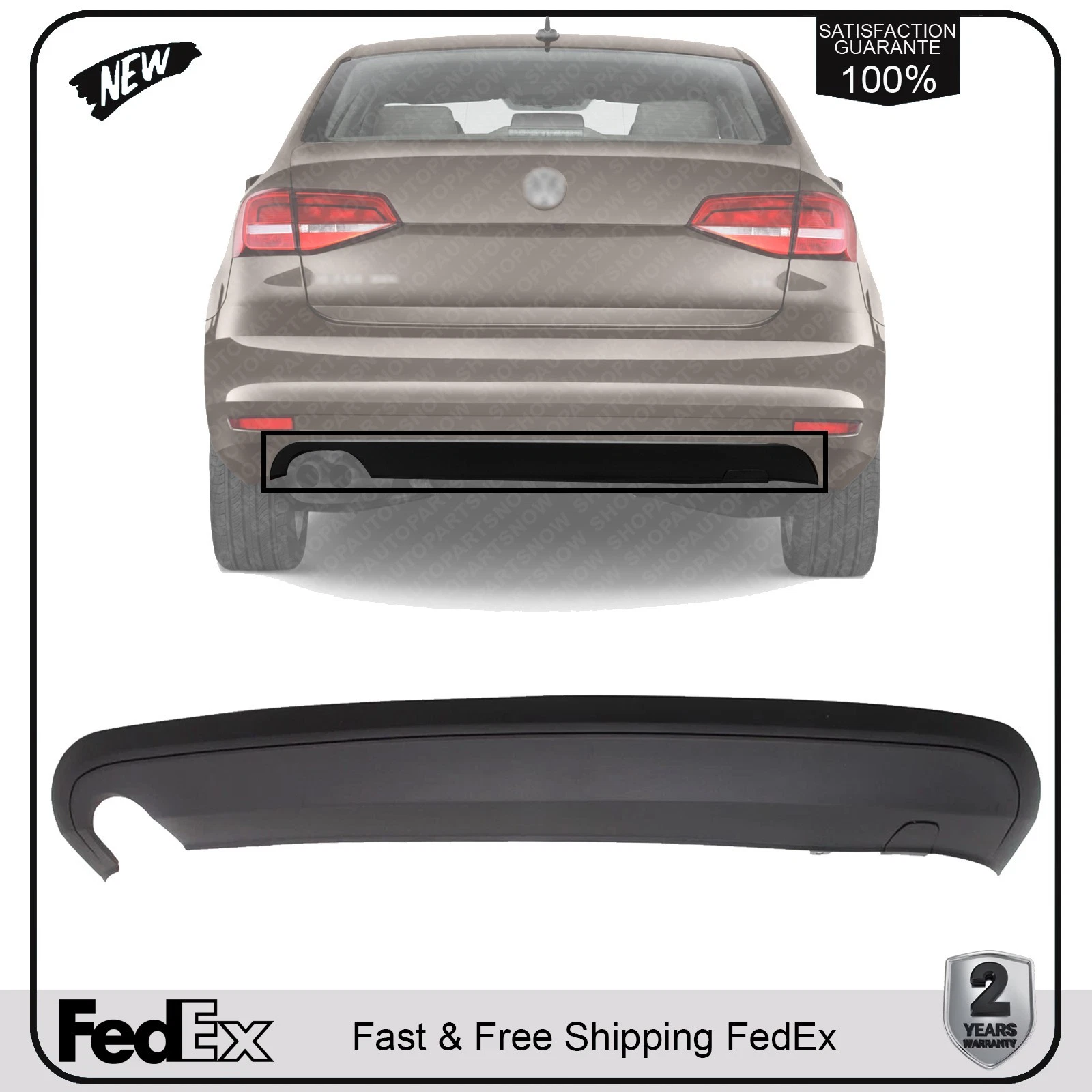 NEW Rear Bumper Lower Valance For 2015-2018 Volkswagen Jetta Sedan