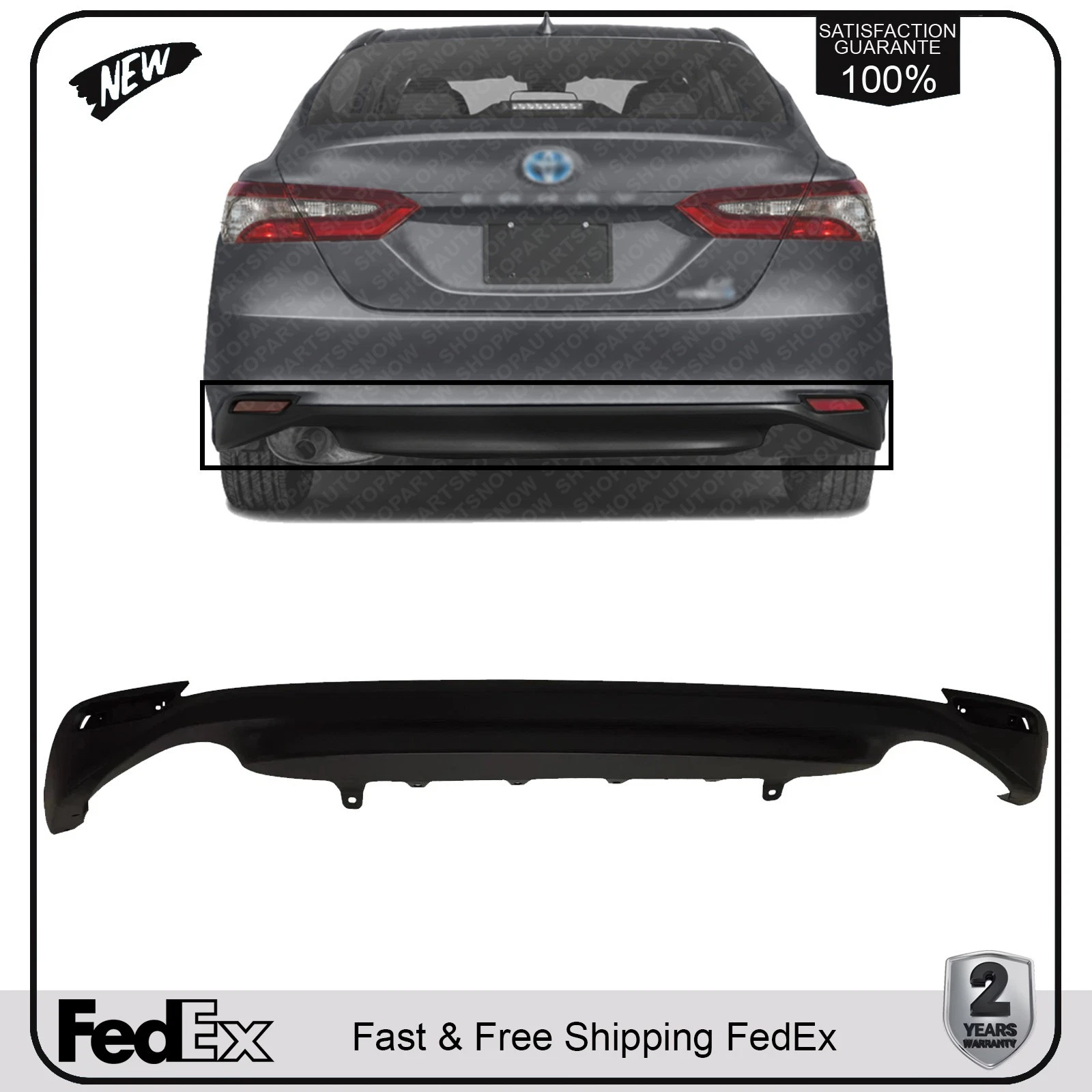 New Rear Bumper Lower Valance Textured For 2018-2022 Toyota Camry