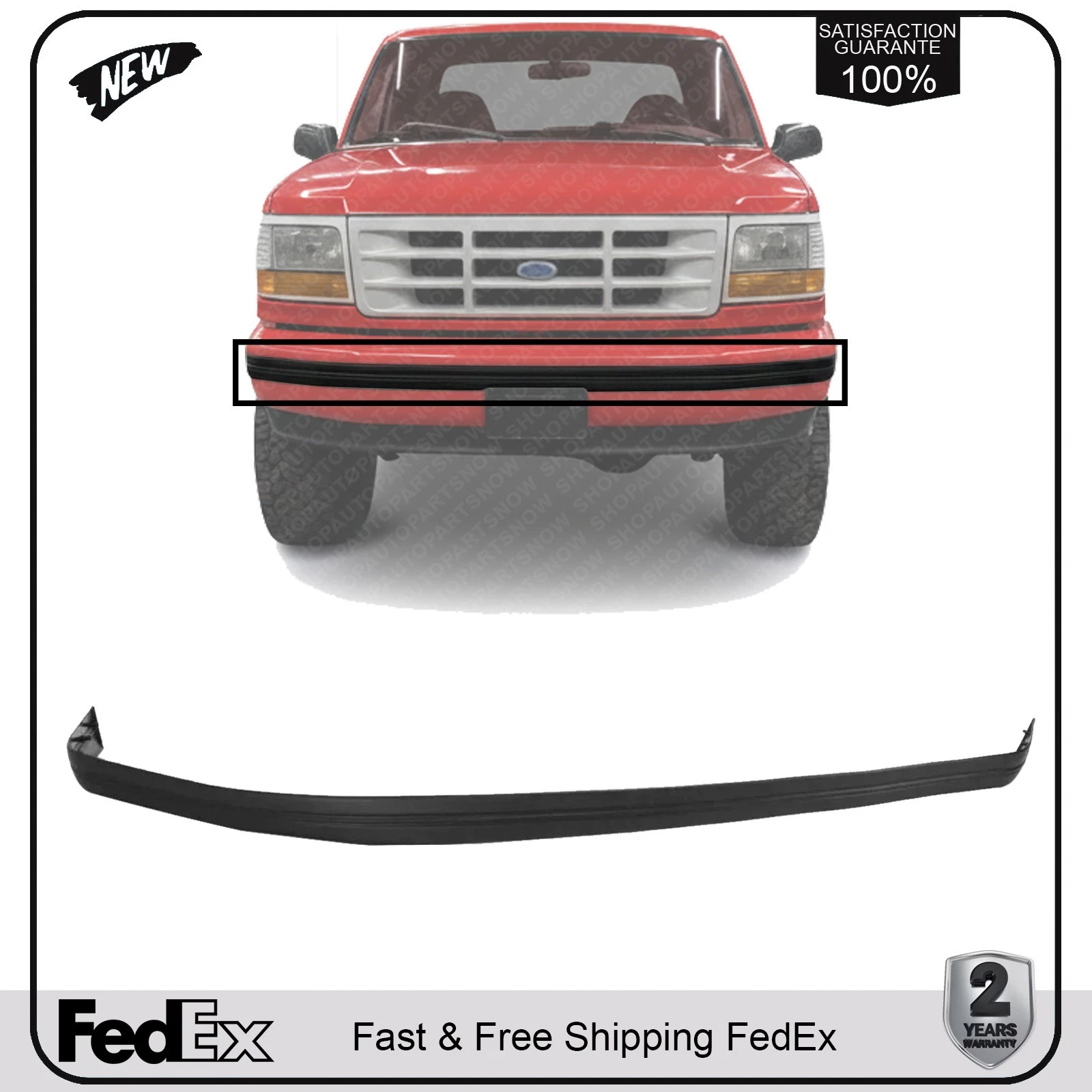 NEW Front Bumper Molding For 1992-1996 Ford Bronco / F-150