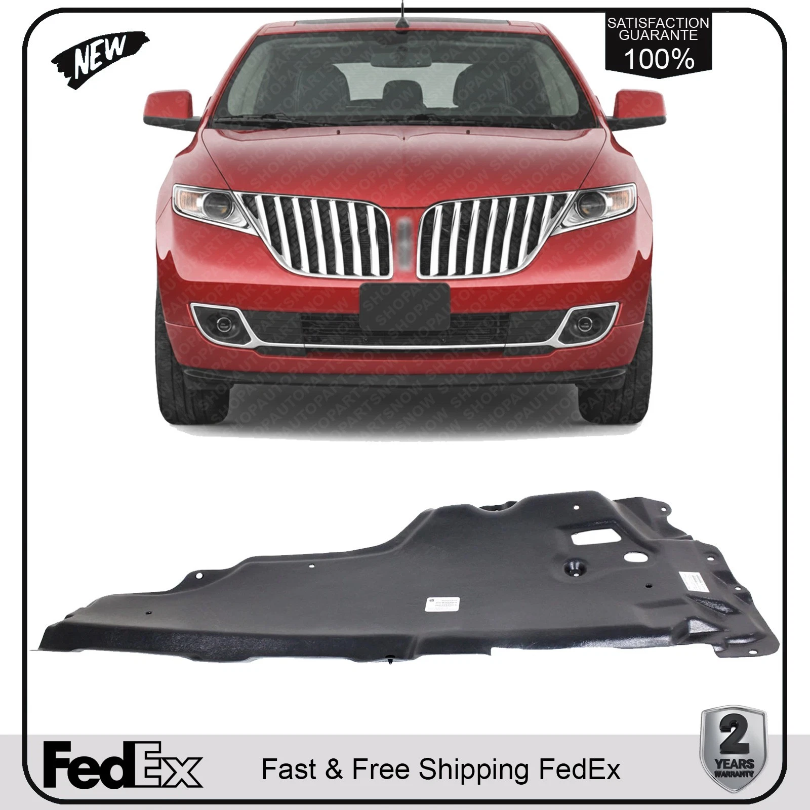 NEW Front Left Driver Side Engine Splash Shield Under Cover For 2011-2014 Ford Edge / 2011-2015 Lincoln MKX