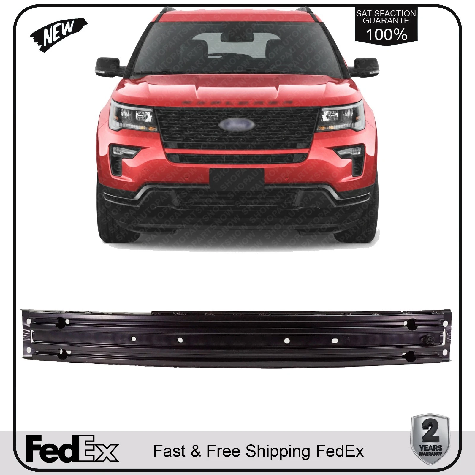 NEW Front Bumper Reinforcement Steel For 2016-2019 Ford Explorer