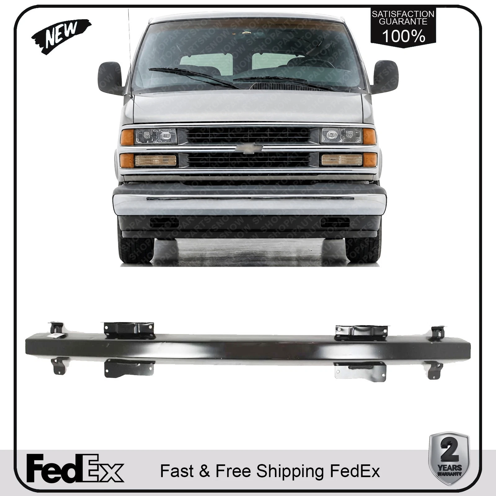 NEW Front Bumper Reinforcement For 1996-2002 Chevrolet Express 1500 2500 3500