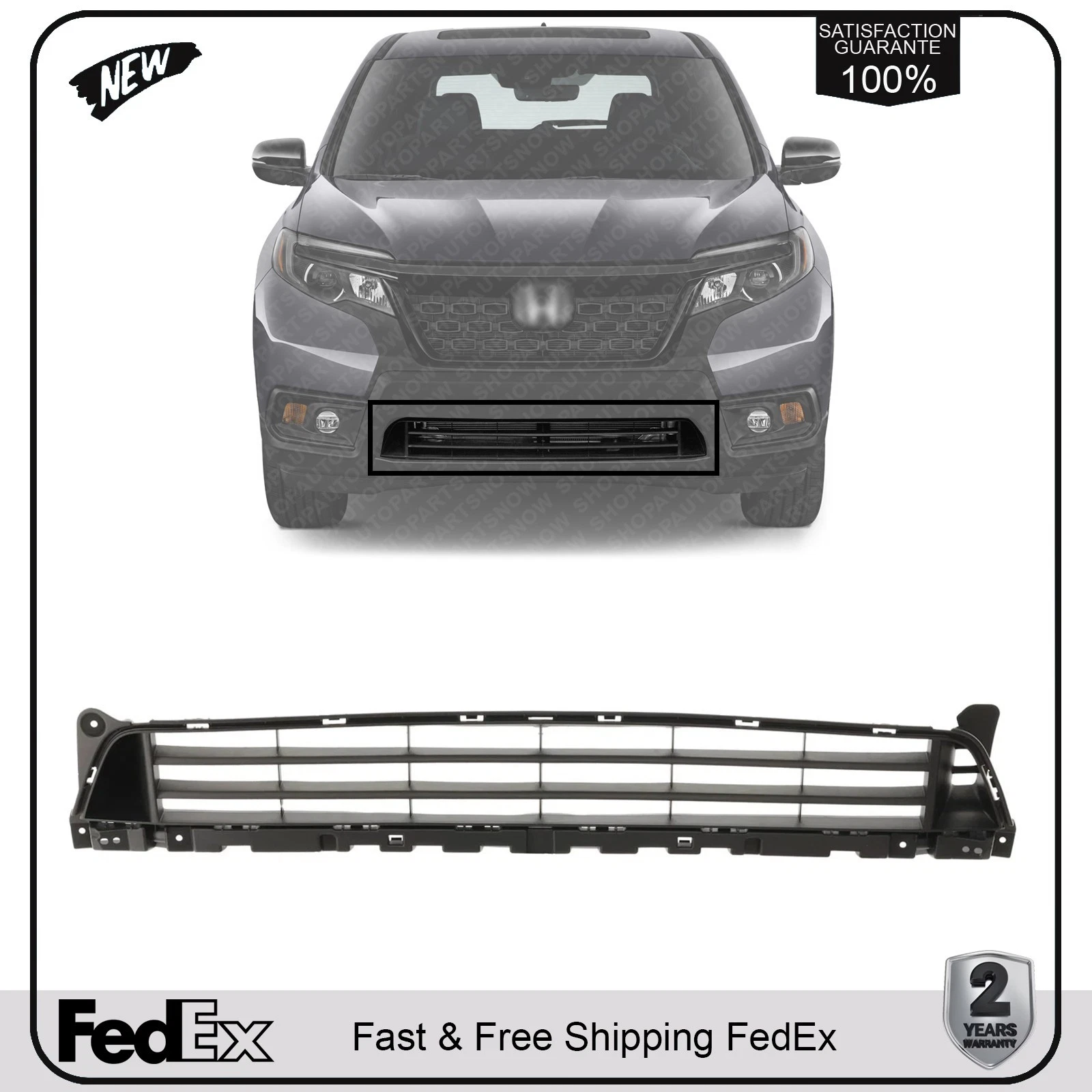 NEW Front Bumper Lower Grille Textured Black For 2019-2021 Honda Passport