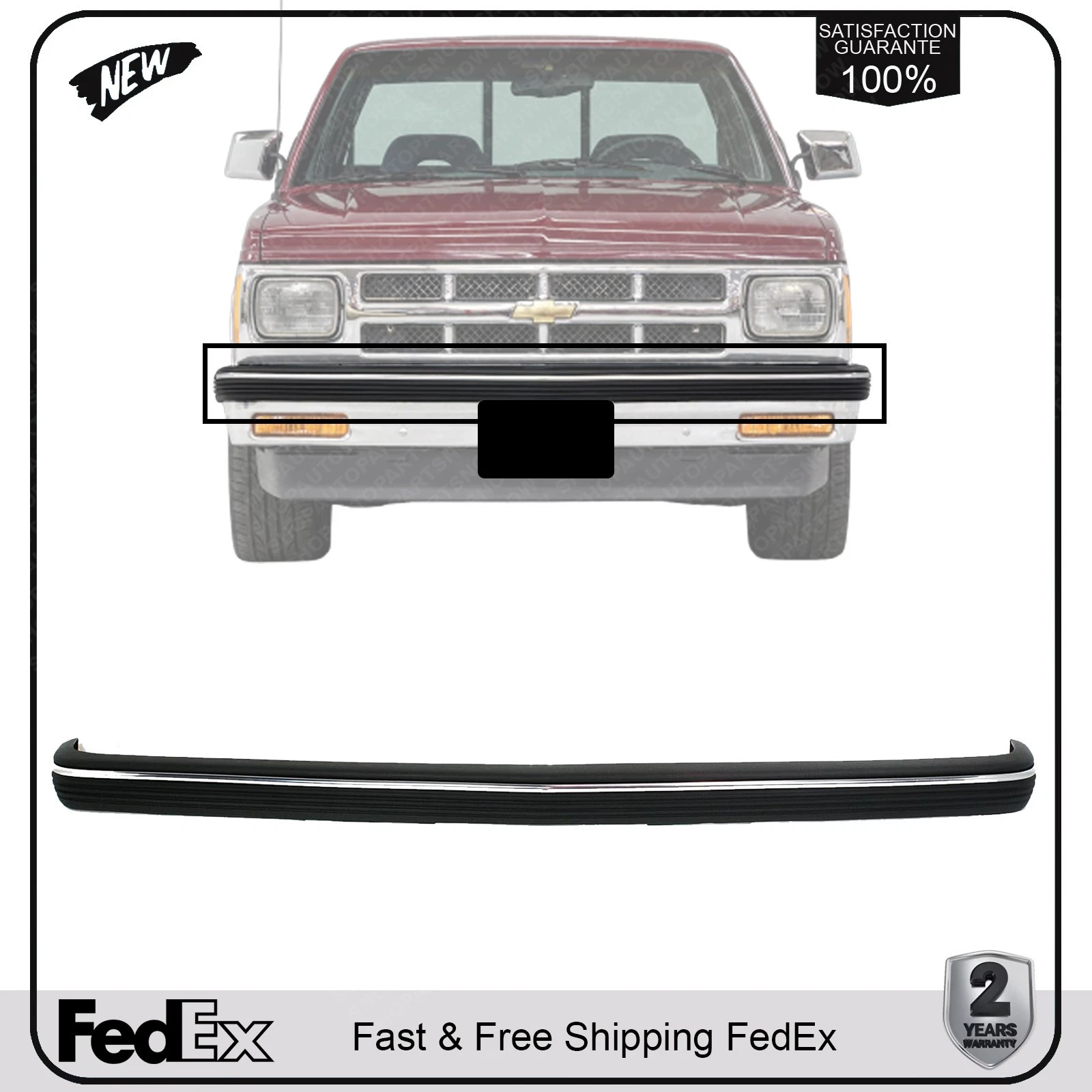 NEW Front Bumper Molding Black For 1991-1993 Chevrolet S10 / 1991-1992 Blazer