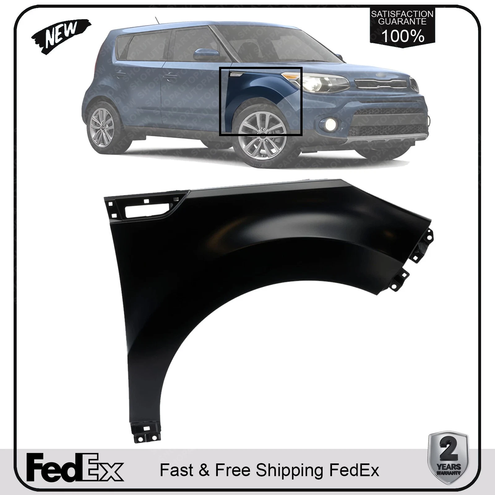 NEW Front Fender Right Passenger Side Primed For 2014-2019 Kia Soul