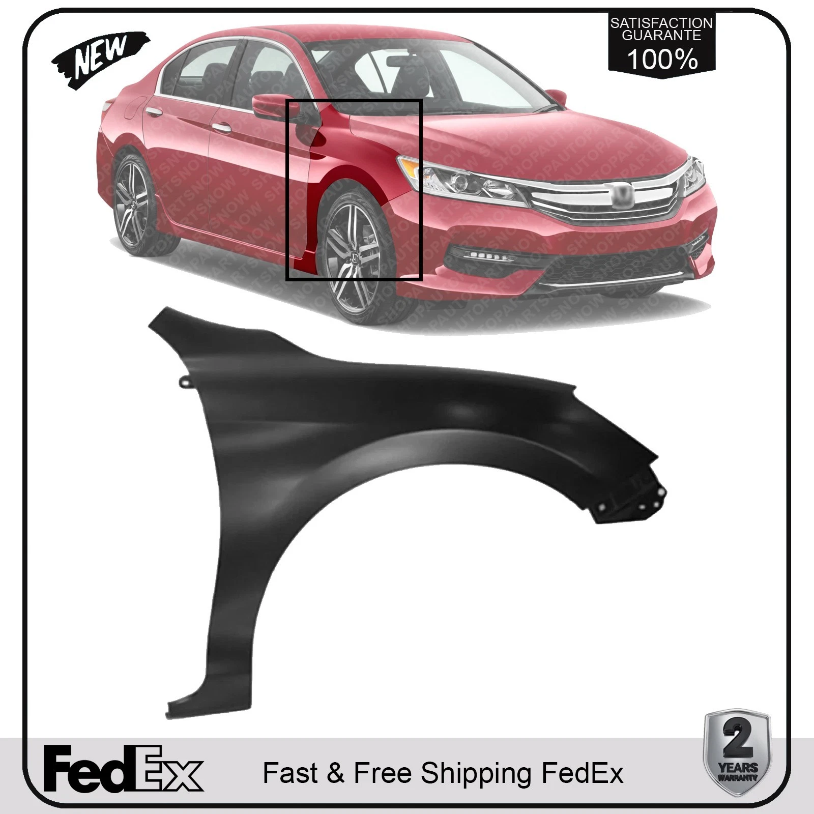 NEW Front Right Passenger Side Fender Primed For 2013-2017 Honda Accord